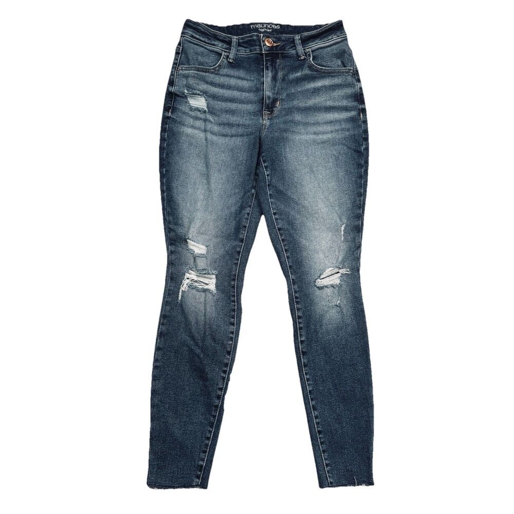 Maurices High Rise Skinny Jeans S Short (26x26) Blue Distressed Stretch Womens